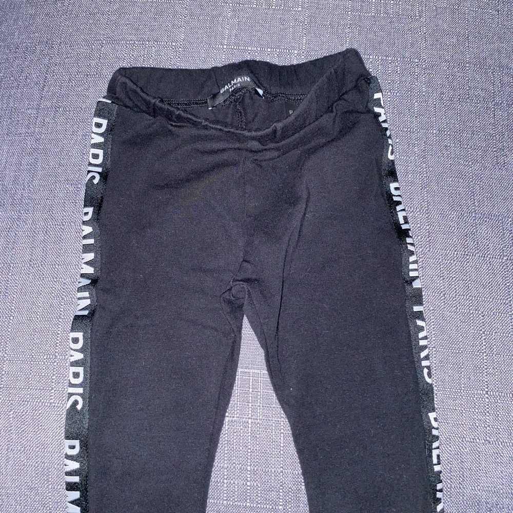 Balmain Kids Black Logo Leggings